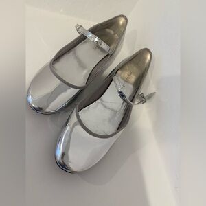 Silver Mary Jane Flats